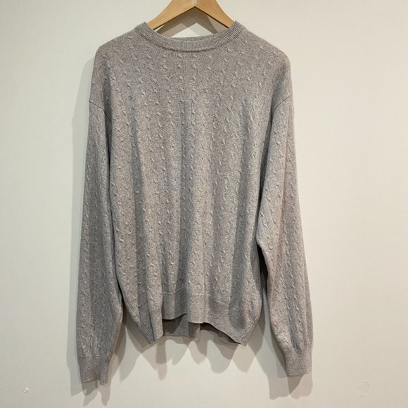 Ilevrieri Men's Lightweight Gray Cable Knit Sweater Cashmere & Silk Size Large - Picture 3 of 6